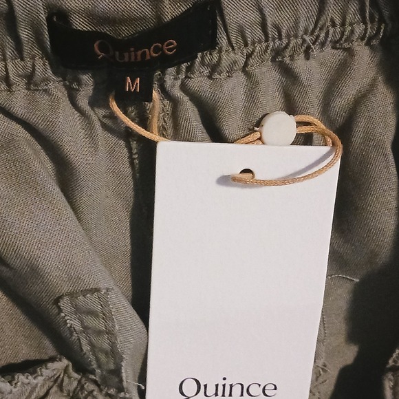 NWT Quince Vintage Wash Tencel Drawstring Cargo Pants Olive Green M Ankle Crop - Picture 10 of 12